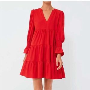 Pomander Place | Red Ruffle Tunic Dress Size S